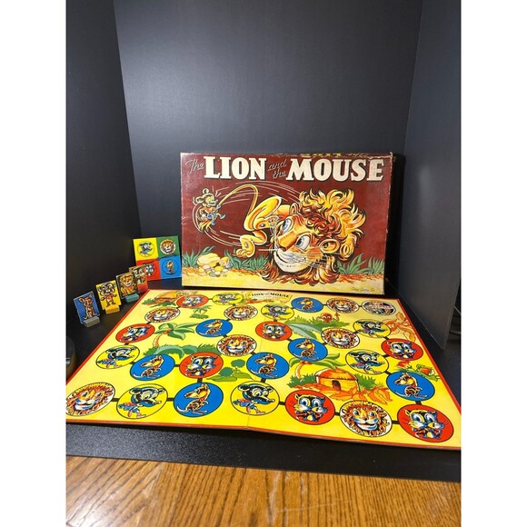 Vintage 1942 The Lion and the Mouse Board Game – Complete Tiny Tots Toy - Picture 1 of 10